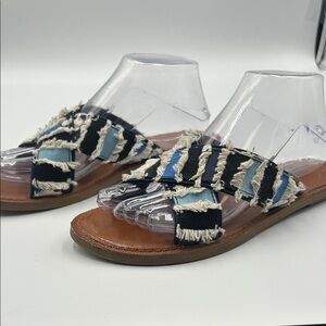 Tom's original Frayed Striped Slide Sandals size 7 1/2